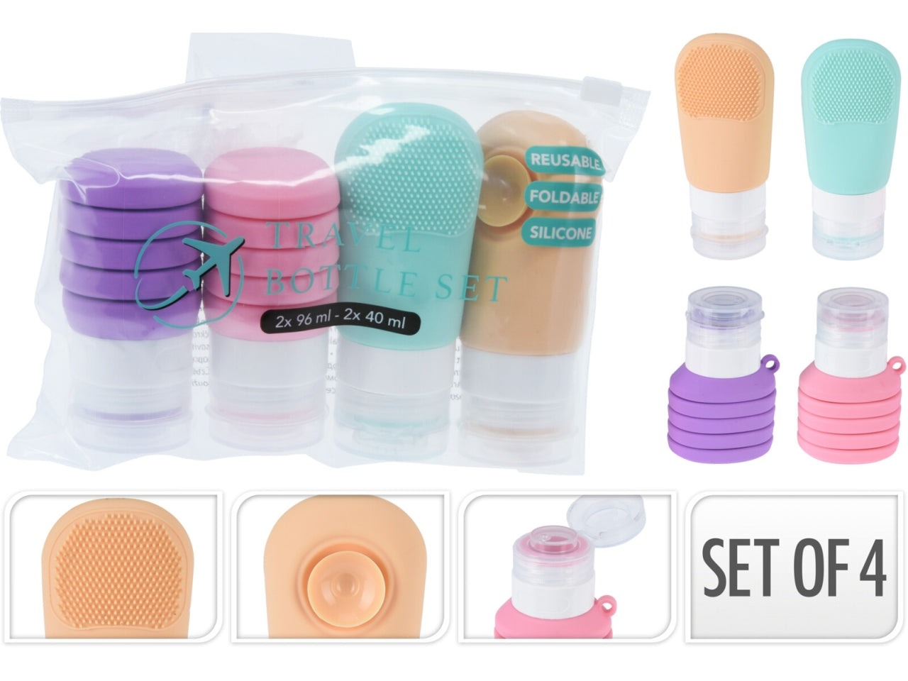 Set 5 flaconi viaggi colorati