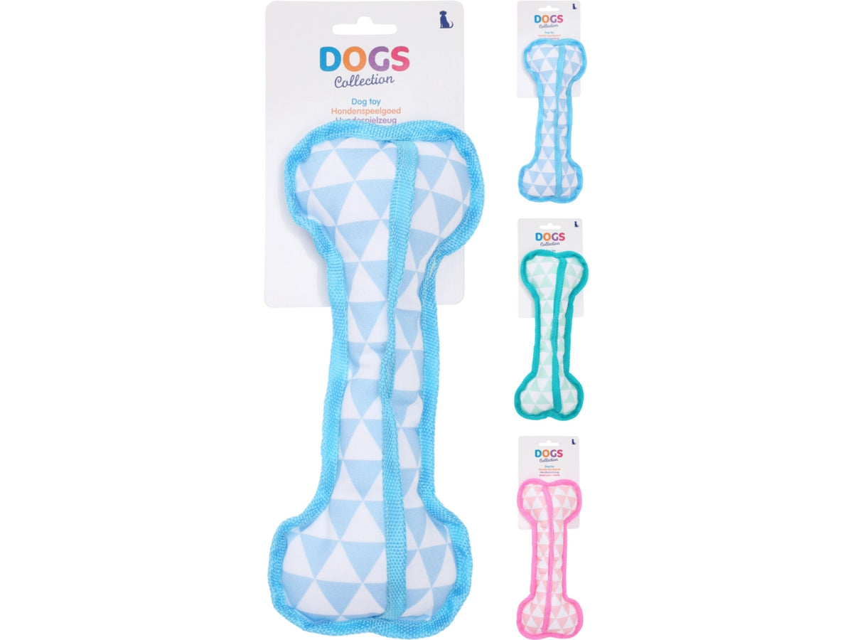 Gioco osso cani tessuto 25cm in colori assortiti