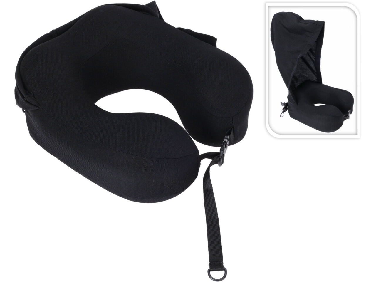 Cuscino da viaggio per collo 25x22x12cm colore nero