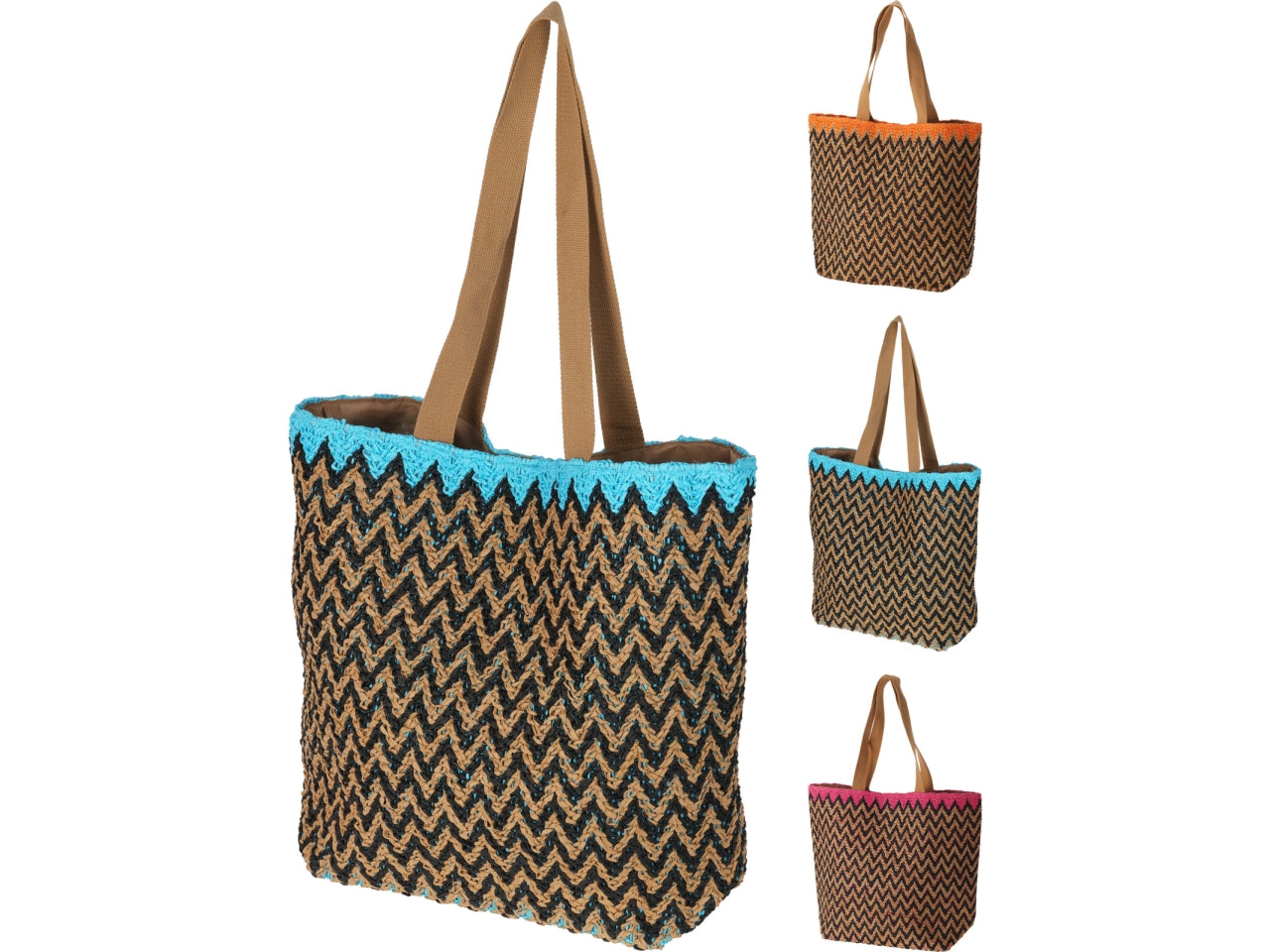 Borsa da mare 48x38cm con con stampa zigzag