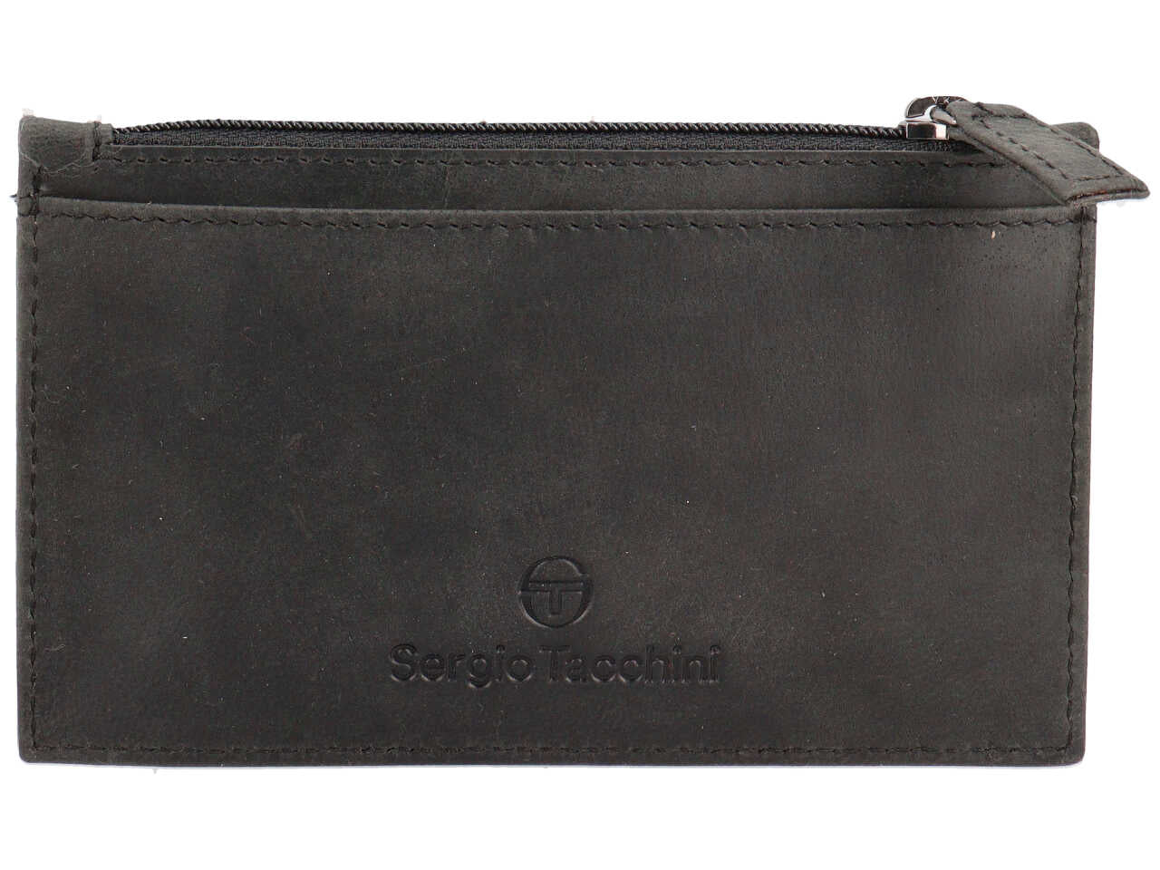 Portacarte da uomo in pelle nero con logo a rilievo, 8x13 cm - Sergio Tacchini