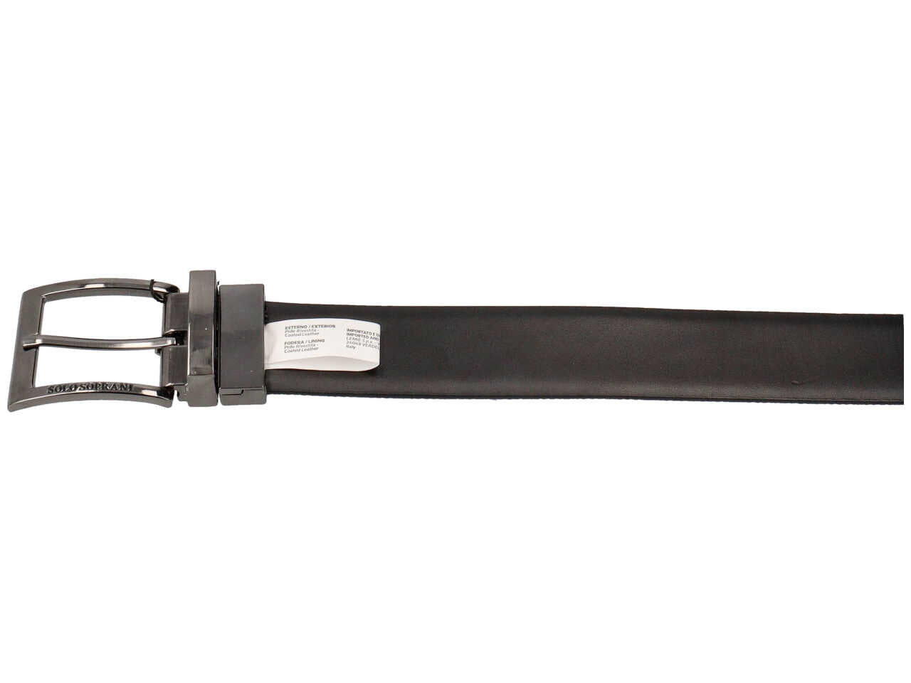 Cintura da uomo nero in pelle reversibile con decoro liscio e lavorato, larghezza 3,5 cm in taglie assortite dalla 115 alla 130 - Solo Soprani