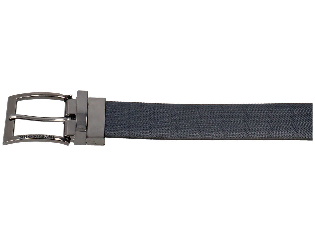 Cintura da uomo blu in pelle reversibile con decoro liscio e lavorato, larghezza 3,5 cm in taglie assortite dalla 115 alla 130 - Solo Soprani