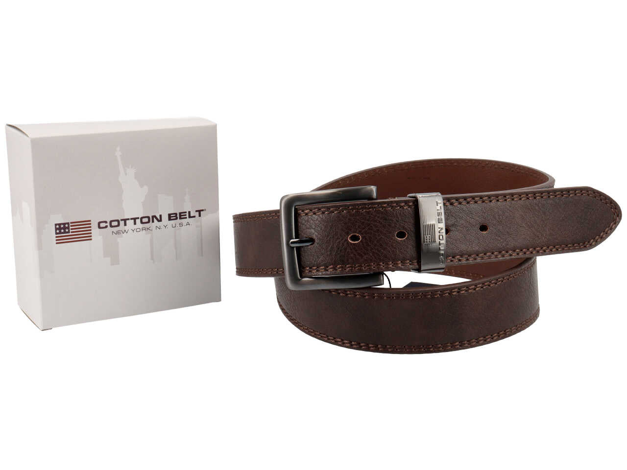 Cintura da uomo marrone in pelle e rigenerato di cuoio - Cotton Belt