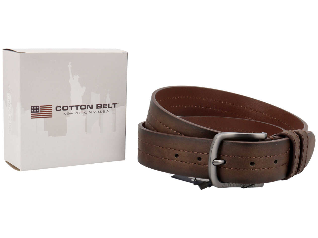 Cintura da uomo marrone in pelle e rigenerato di cuoio - Cotton Belt