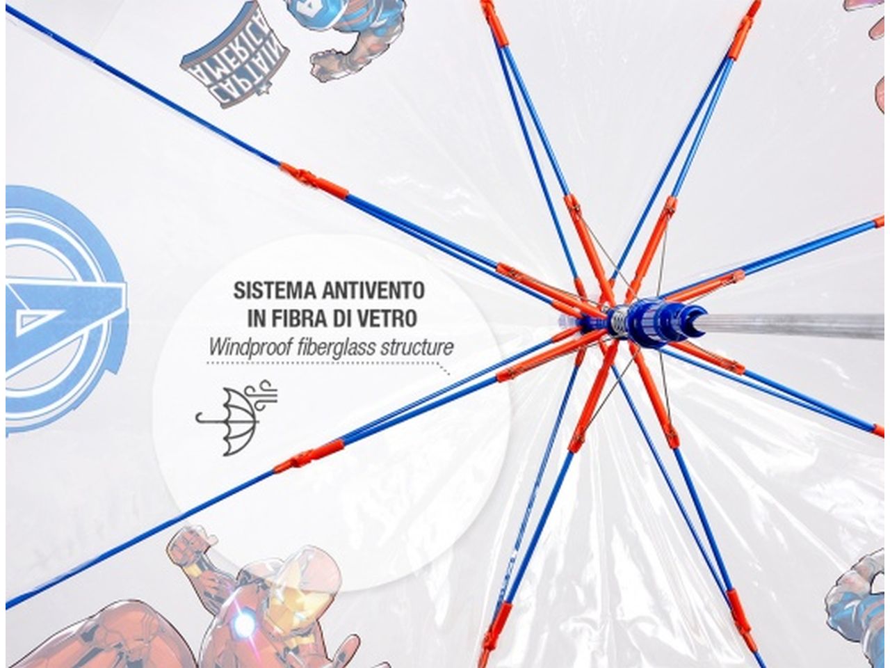 Ombrello con apertura automatica 45cm e cupola poe fantasia avengers