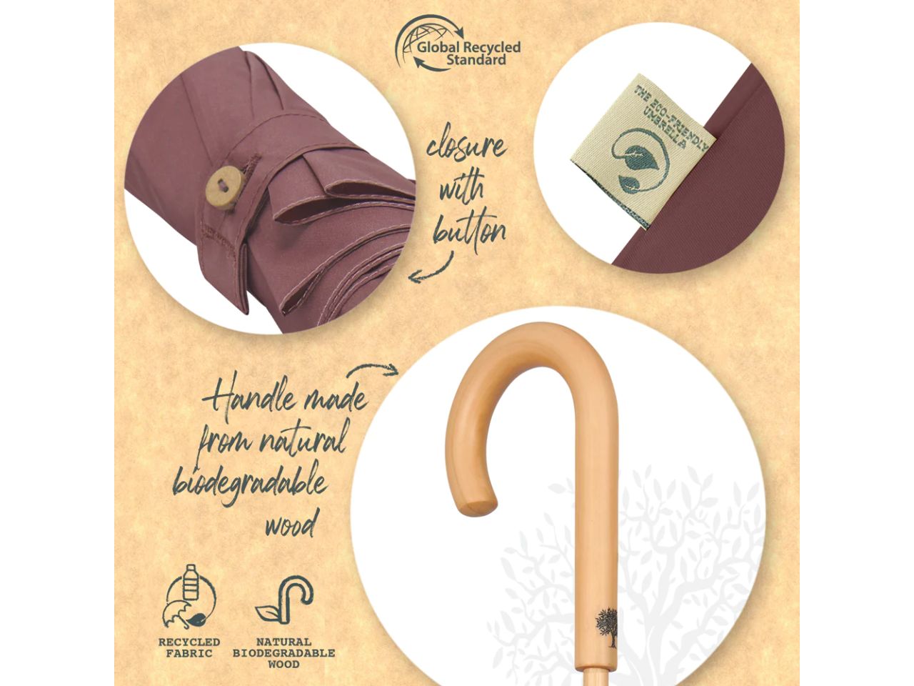 Ombrello da donna 61/8 con apertura automatica tinta unita perletti linea green