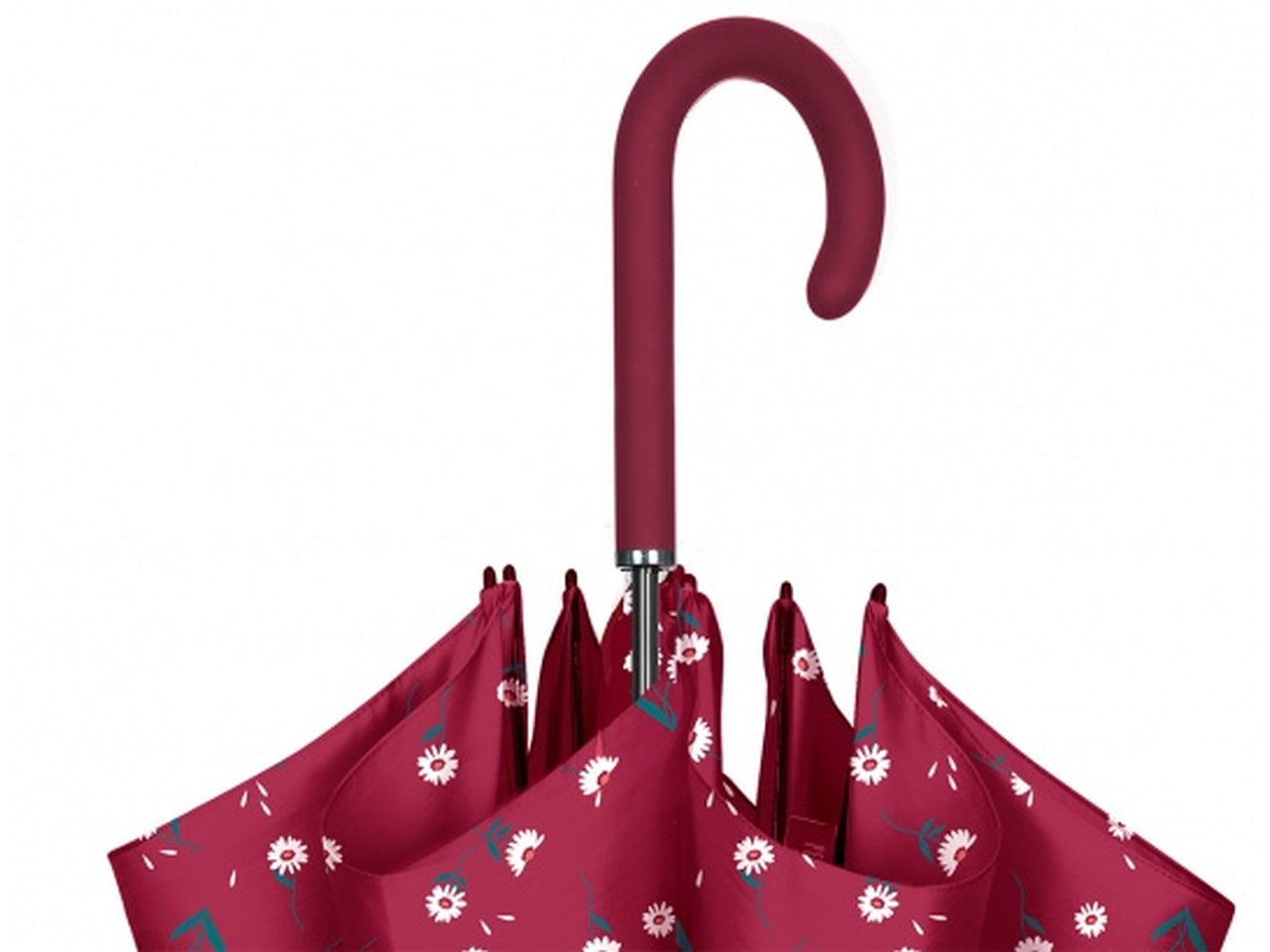 Ombrello da donna con apertura automatica nero e rosso floreale - Perletti