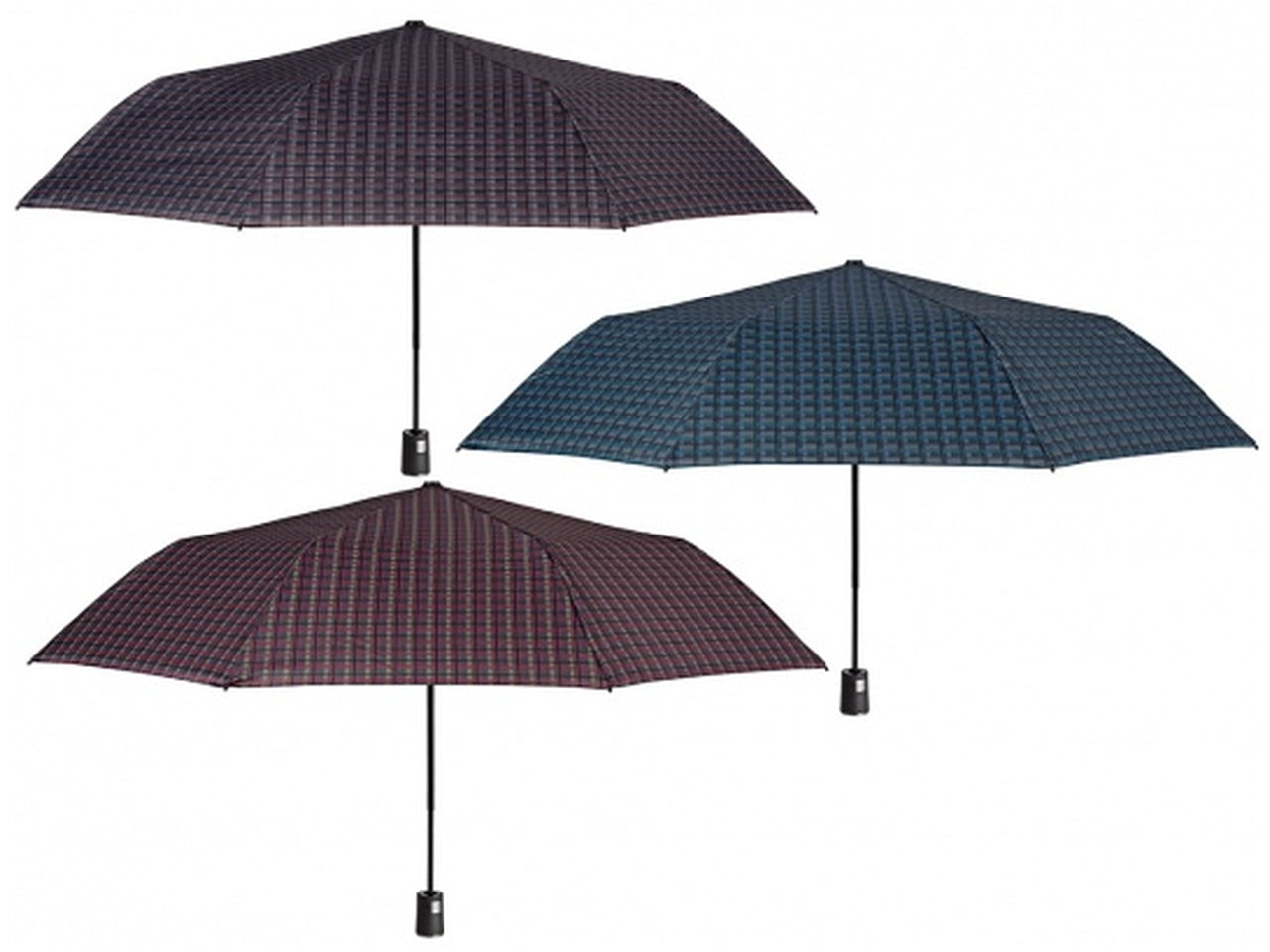 Ombrello tascabile da uomo con apertura automatica 3 colori assortiti fantasia scozzese - Perletti