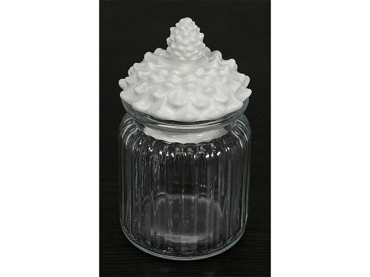Barattolo vetro c/tappo pigna 7,5x14cm l2139