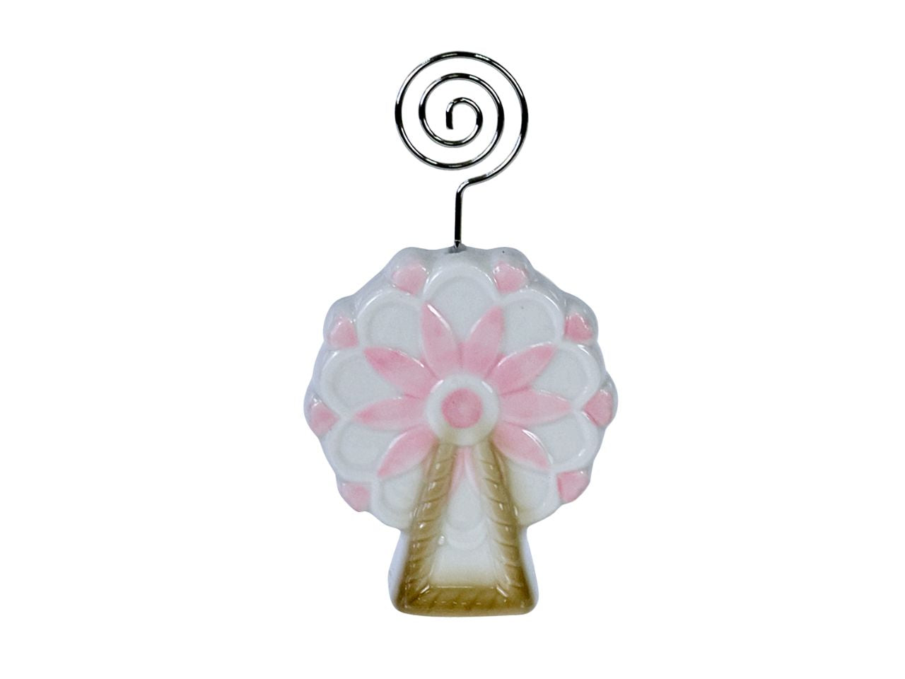 Ruota panoramica con clip per foto in porcellana 6x3x11cm rosa
