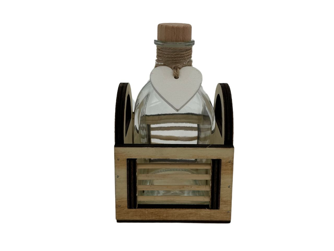 Cestino in legno con bottiglia singola 16x9cm