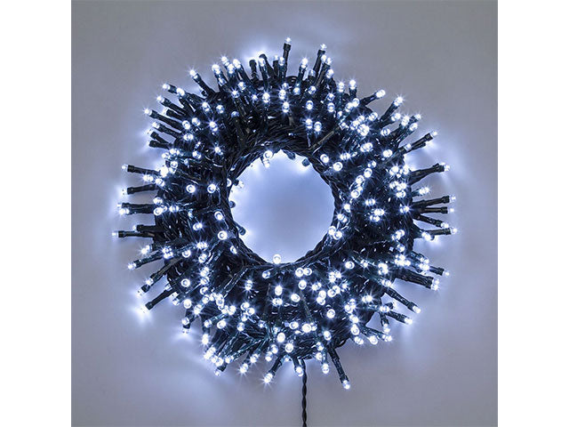 Catena luci mini cluster 1500led bianco freddo con 8 giochi di luci per alberi di altezza 240-300cm, uso interno/esterno