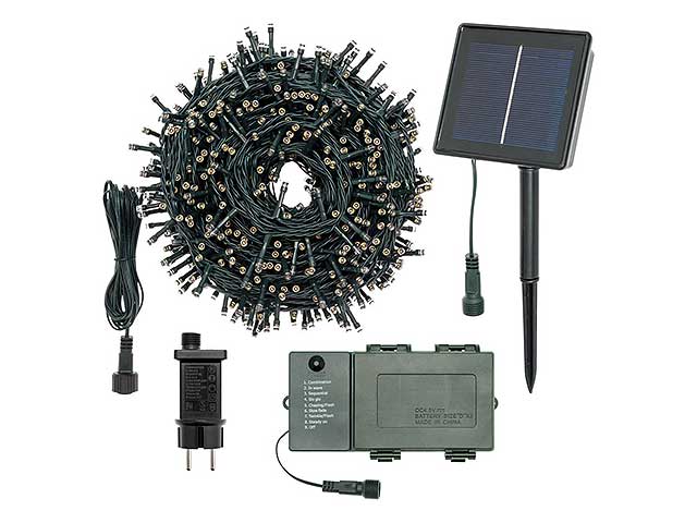 Catena di luci lineare multi uso misura 50m con 1000 led bianco caldo per uso interno ed esterno