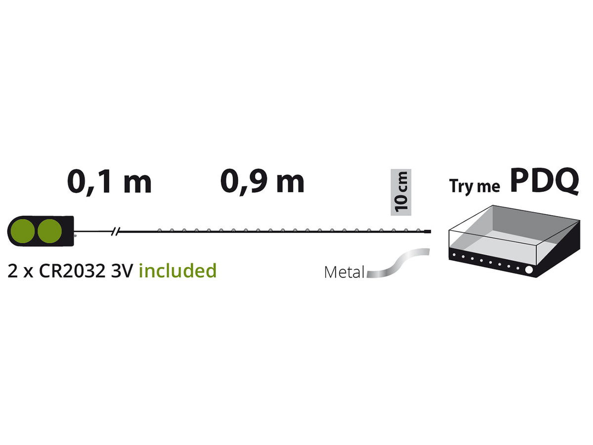 Filo metallo argento 1mt con 10micro led multicolor luce fissa a batteria 2xcr2032 incluse