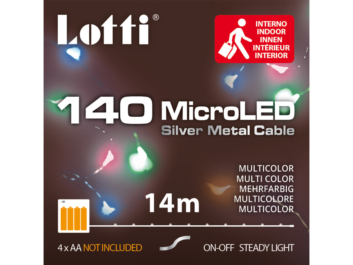 Luci in filo metallico a batteria multicolor in metallo 140 mini led uso interno filo argento a batteria