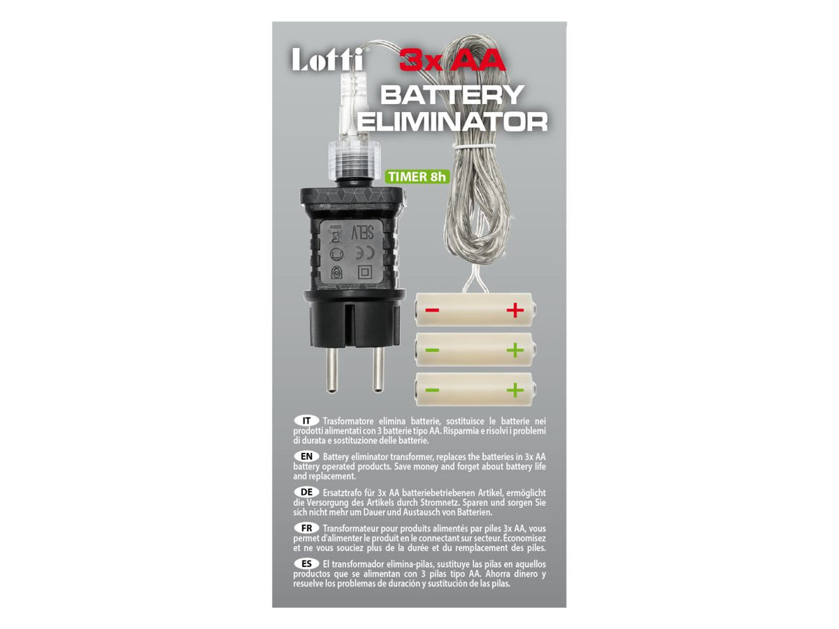 Trasformatore opzionale battery eliminator per prodotti a batteria 3x aa per uso interno