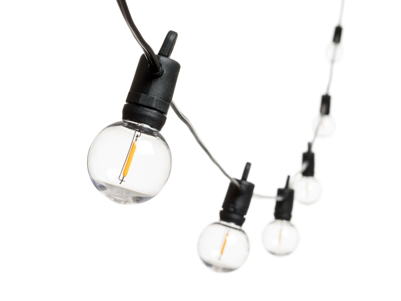 Catena di luci lineare solare misura 5m decorata party light con 12 lampadine in plastica trasparente antiurto led bianco caldo per uso esterno