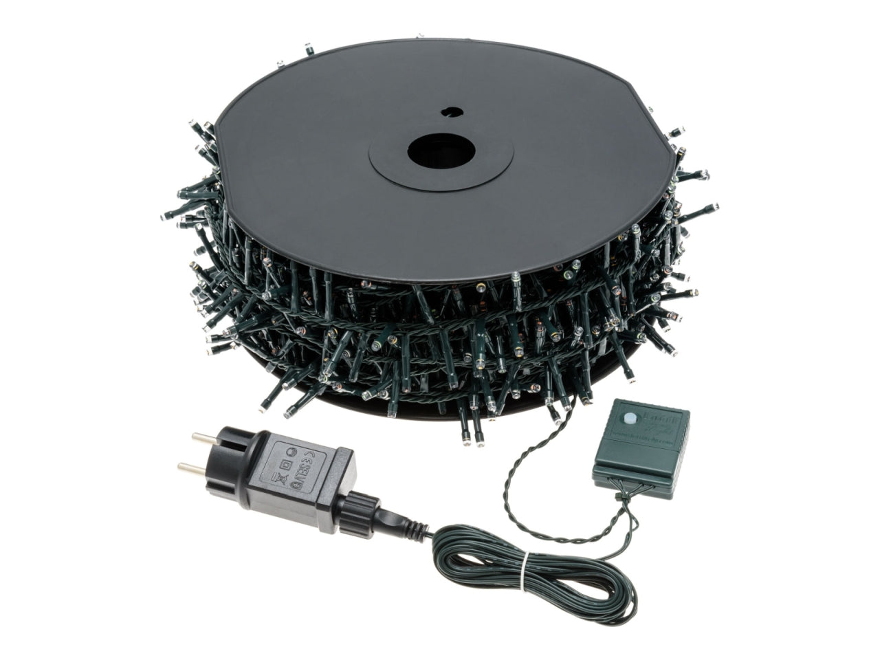 Catena 3000led bianco caldo con 8 giochi di luce, filo verde 4+60,5mt uso interno/esterno IP44