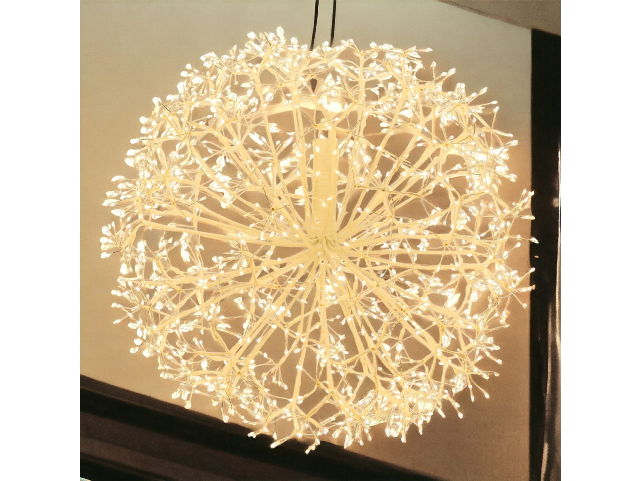 Sfera riccio 60cm ramo bianco a ciuffi 1200 microled bianco caldo e gioco di luce flashled diamond per interno/esterno IP44
