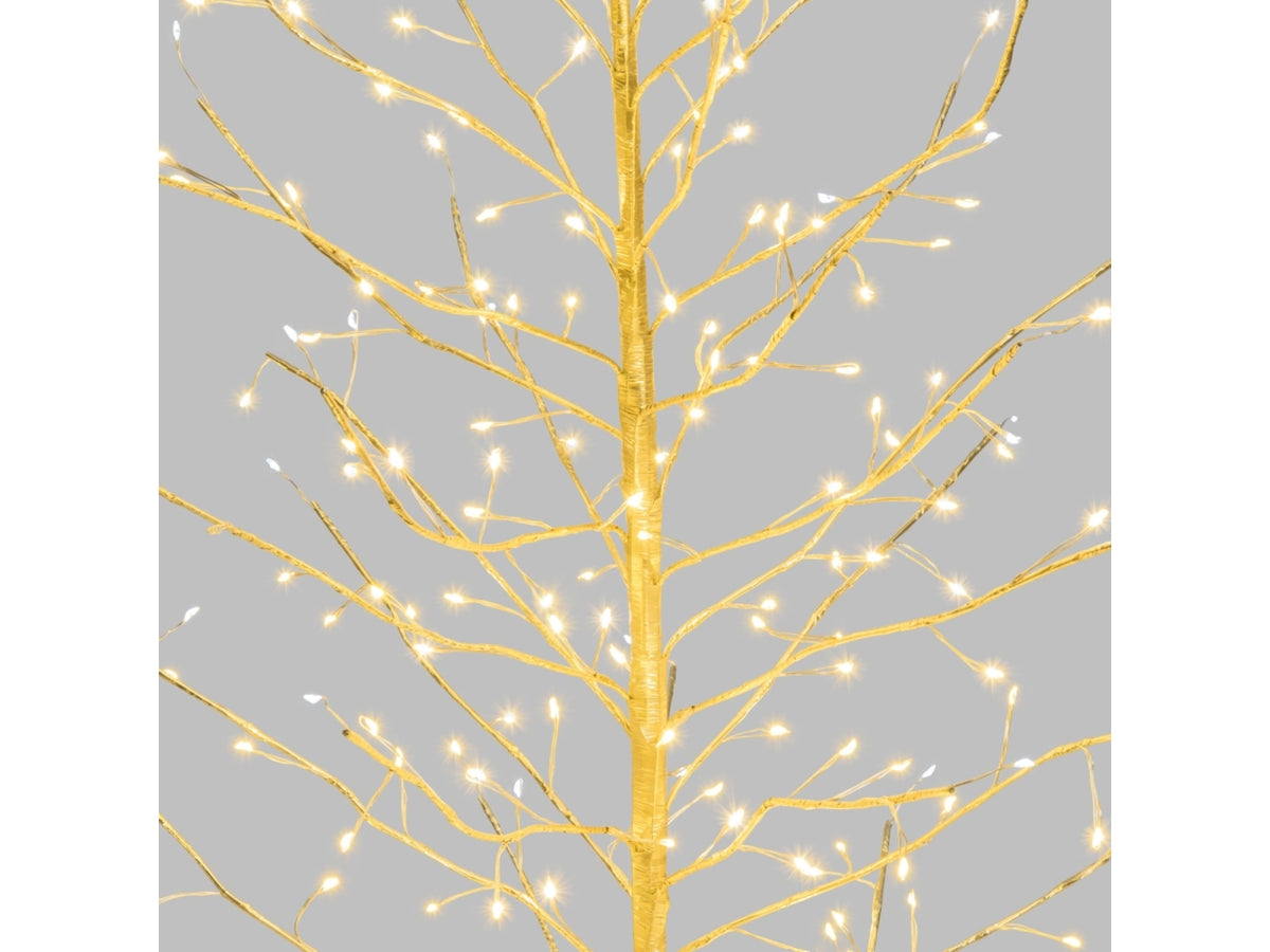 Albero tiglio champagne h.120cm 330 microled bianco caldo e bianco d.1,5mm cavo metal argento flashled base metallo diamond trasformatore selv esterno interno 4m+d.75xh120cm
