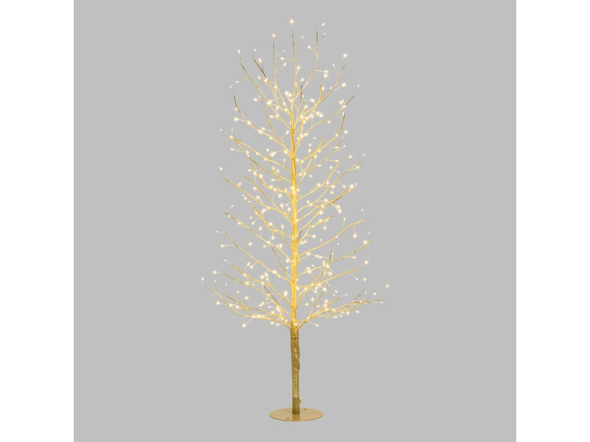 Albero tiglio champagne h.120cm 330 microled bianco caldo e bianco d.1,5mm cavo metal argento flashled base metallo diamond trasformatore selv esterno interno 4m+d.75xh120cm