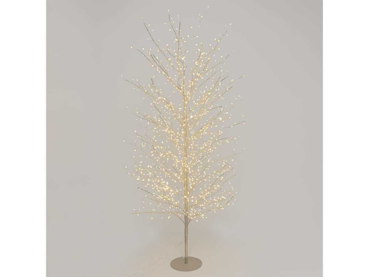 Albero tiglio 200cm ramo champagne diametro 110cm con 1120microled bianco caldo e giochi di luce automatico flashled diamond per uso interno/esterno IP44