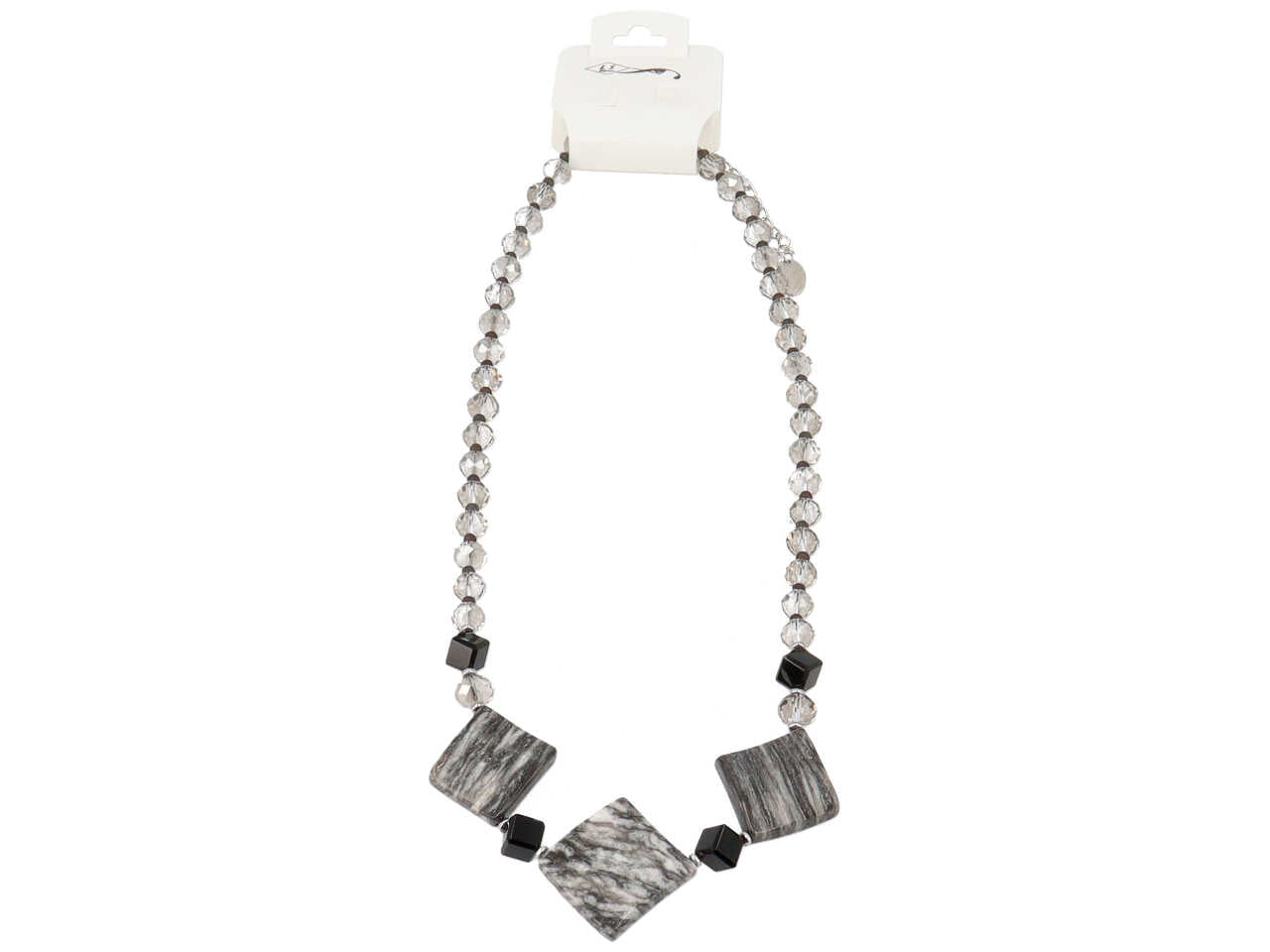 Collana vetro con pietra e cristallo
