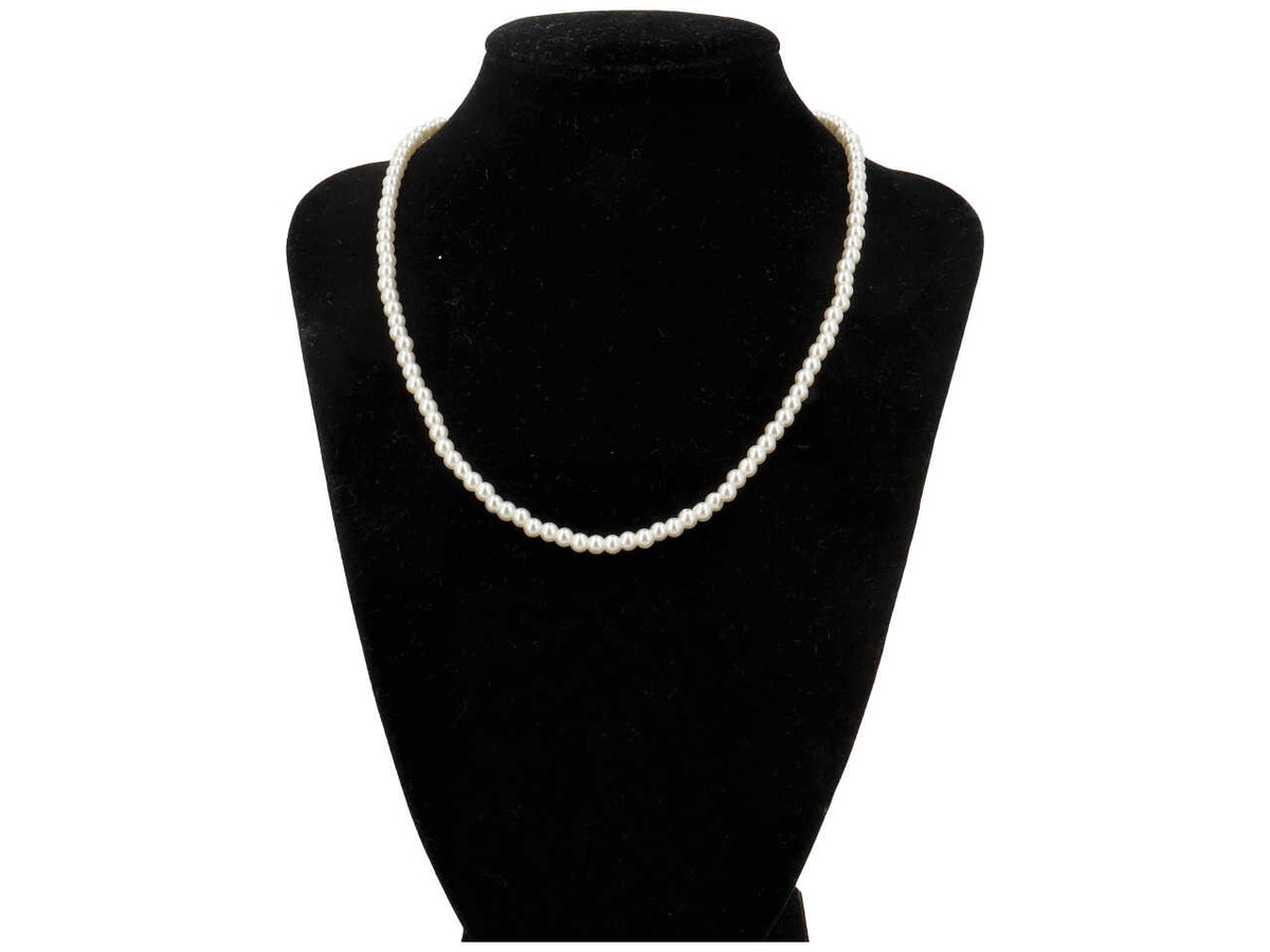 Collana perla vetro 4mmx40cm con chiusura in acciaio