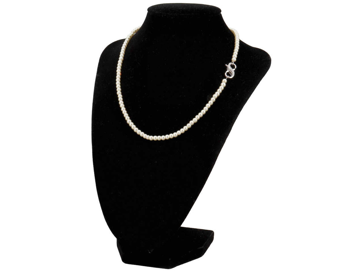 Collana perla vetro + chiusura metallo