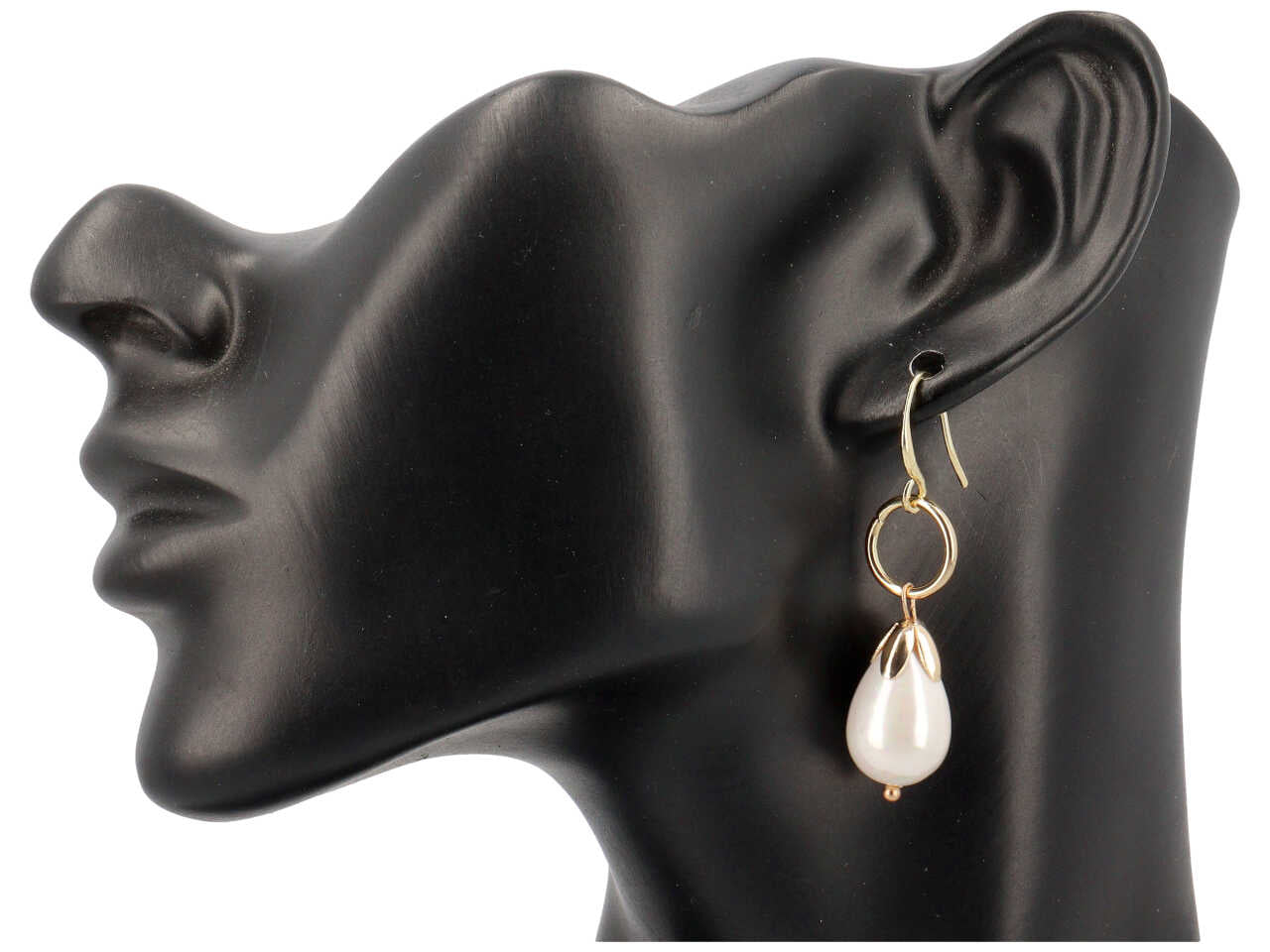 Orecchino in ottone + rame + perla mallorca