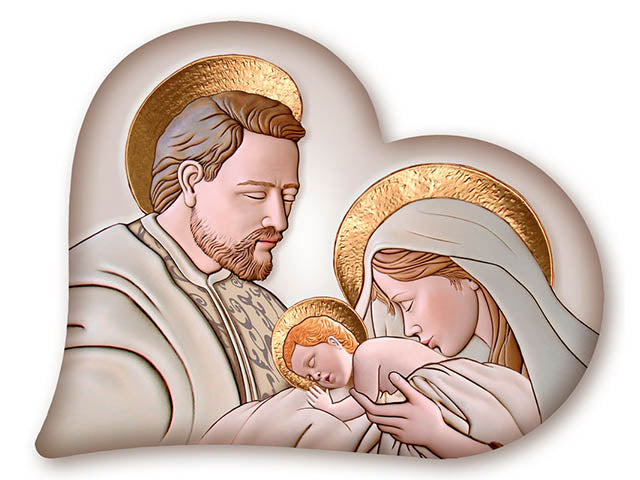 Quadro cuore Sacra Famiglia 50x65cm
