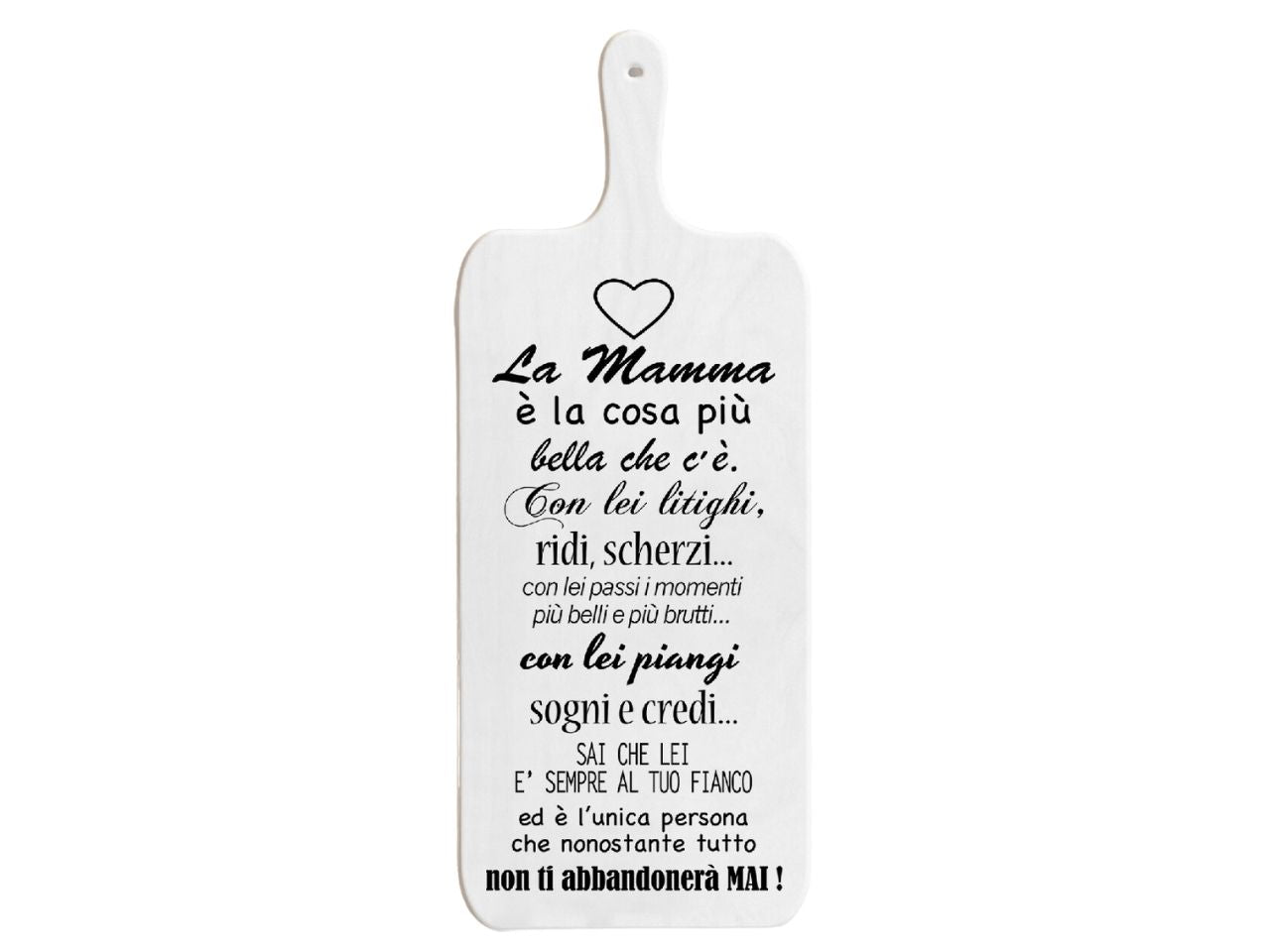 Tagliere light white 15x37cm cuore di mamma
