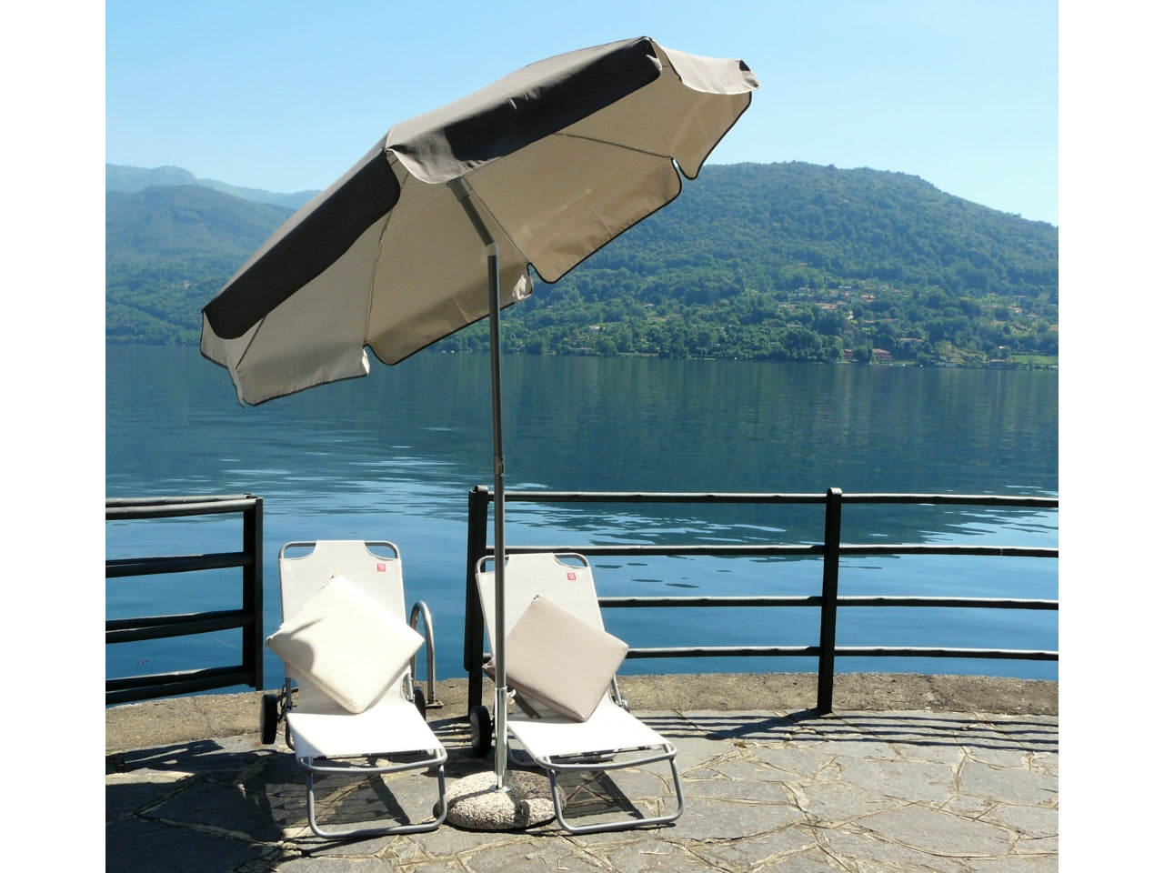 Ombrellone da spiaggia Venezia taupe ecru 100/8/33cm