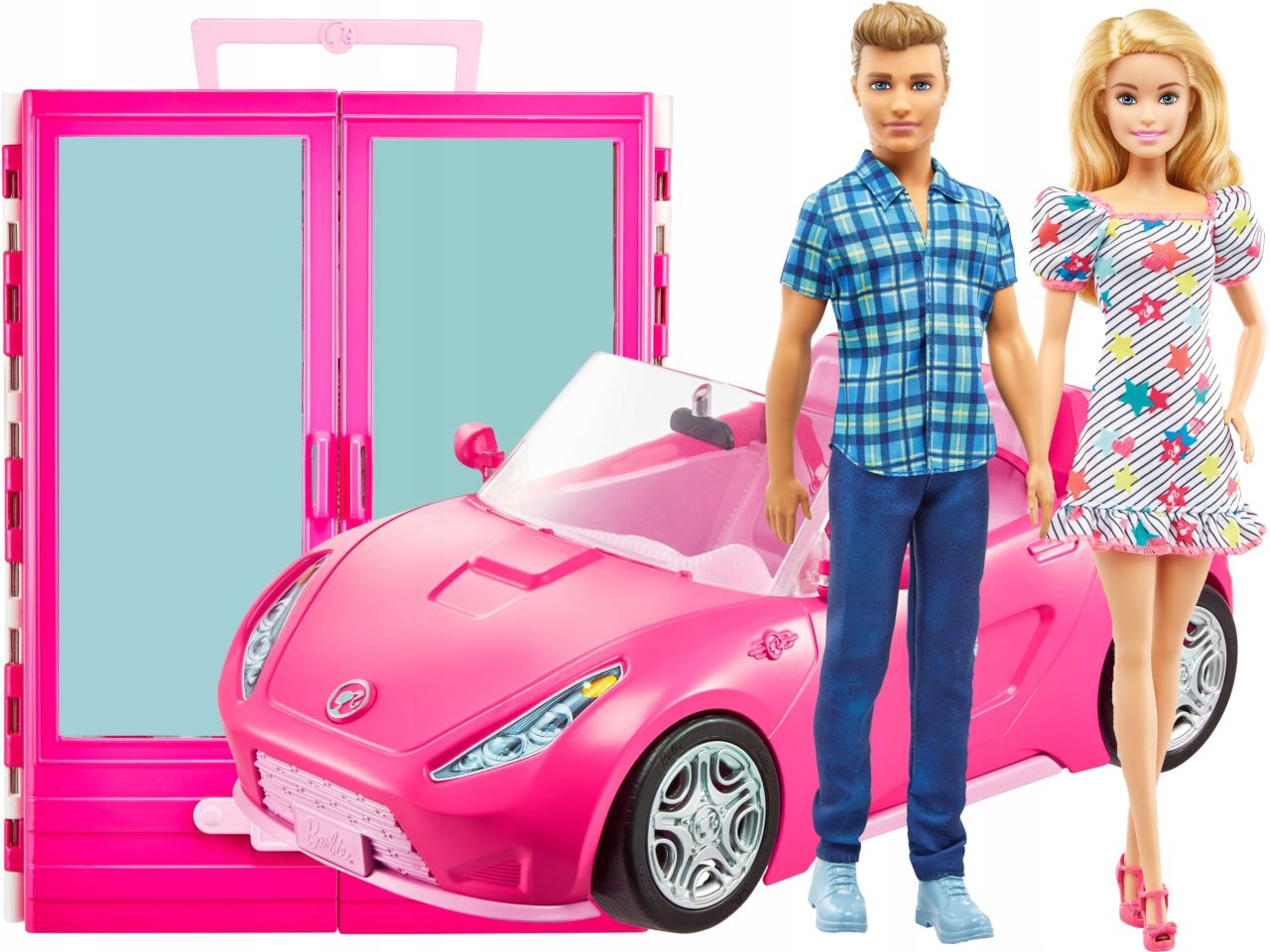 Barbie e ken con veicolo e accessori