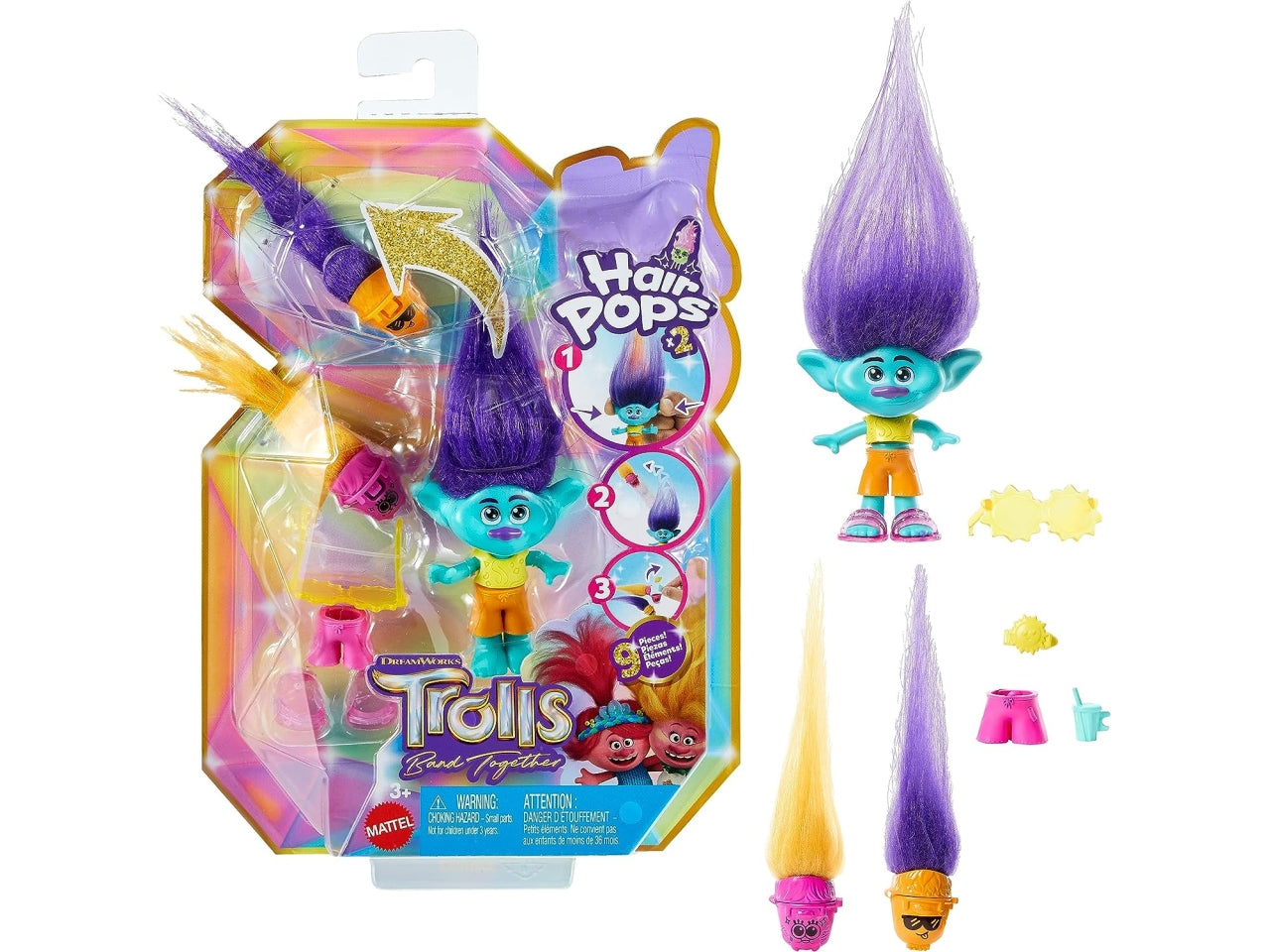 Trolls hair pops surprise con capelli a sorpresa, per bambini dai 3+ anni, Mattel $