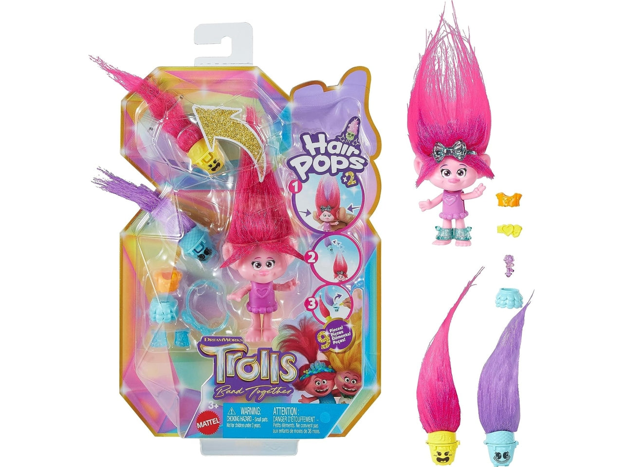 Trolls hair pops surprise con capelli a sorpresa, per bambini dai 3+ anni, Mattel $