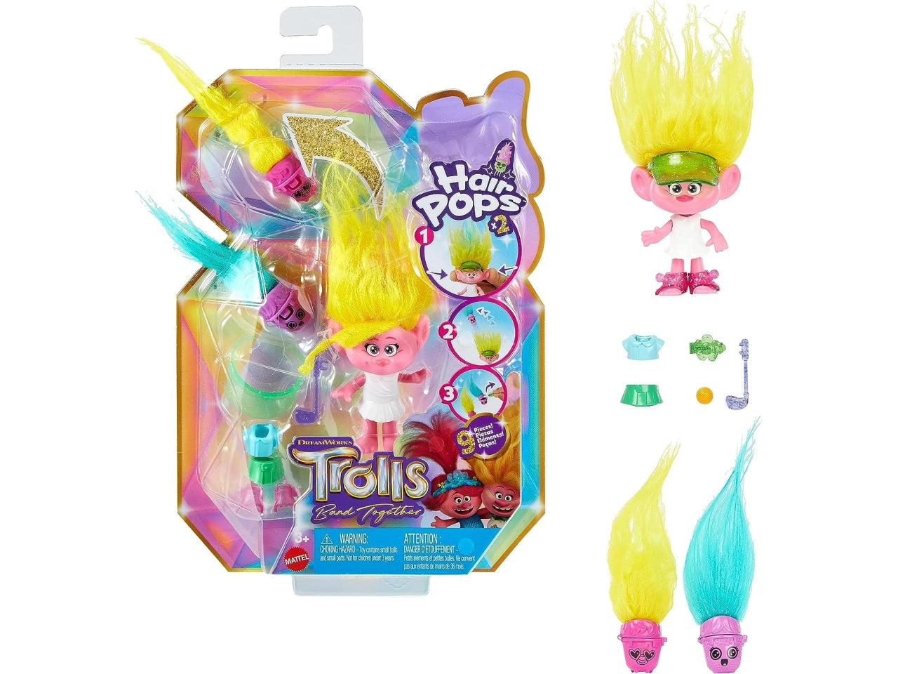 Trolls hair pops surprise con capelli a sorpresa, per bambini dai 3+ anni, Mattel $