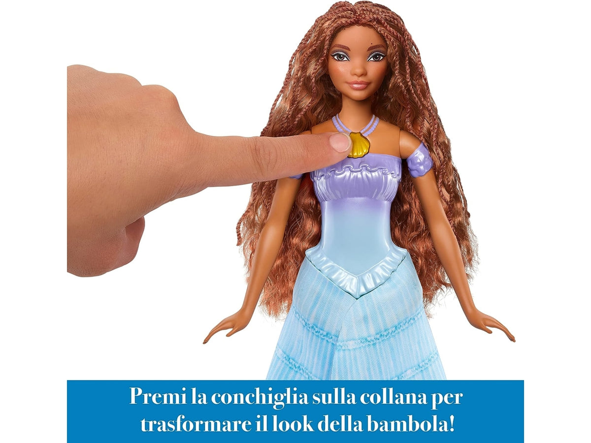 Fashion doll mattel disney ariel bambola trasformabile 2 in 1