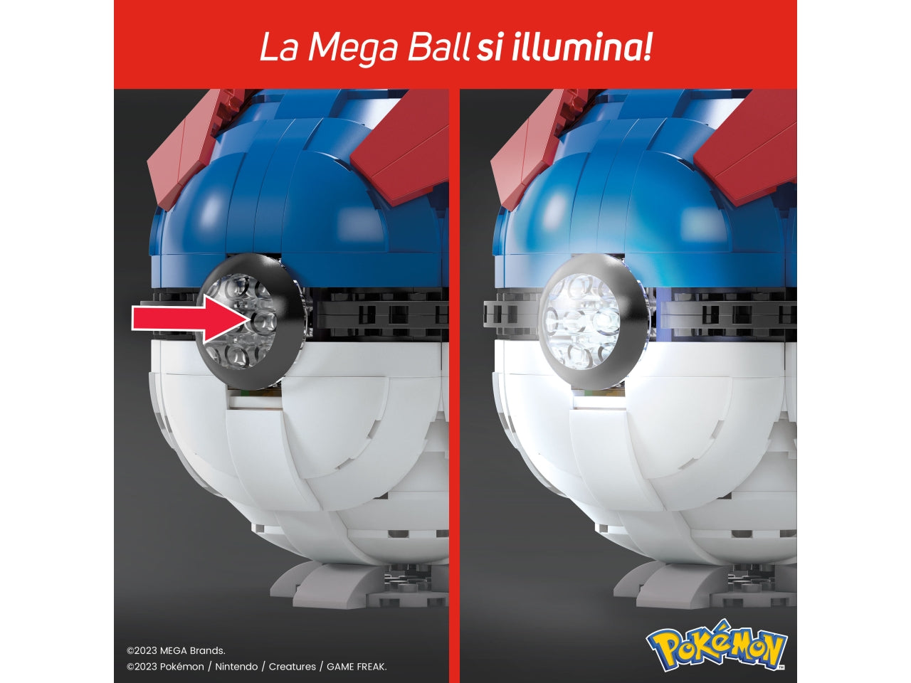 Mega pokeman pokeball gigante da costruire 299 mattoncini