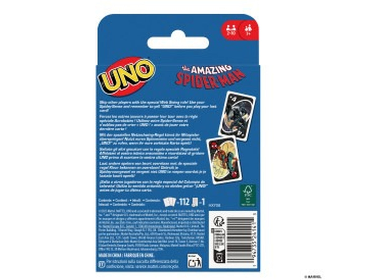 Mattel Games UNO - The Amazing Spiderman l'iconico gioco di carte per tutta la famiglia in un'edizione speciale giocattolo per bambini 7+ anni HXY08