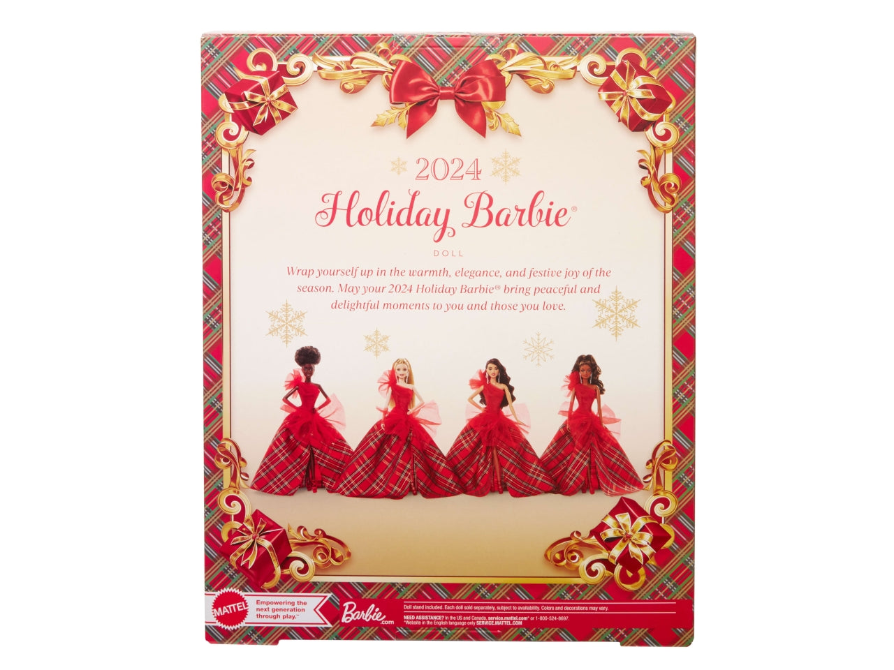Barbie Magia delle Feste 2024, bambola bionda con abito e gonna a quadri, giocattolo per bambine, 6+ anni - Mattel