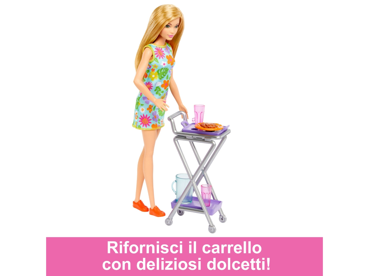 Barbie - Dispensa dei Sogni, playset estensione della cucina di Barbie con bambola inclusa e 25+ accessori, mobili per casa delle bambole e adesivi a tema cibo, giocattolo per bambini, 3+ anni - Mattel