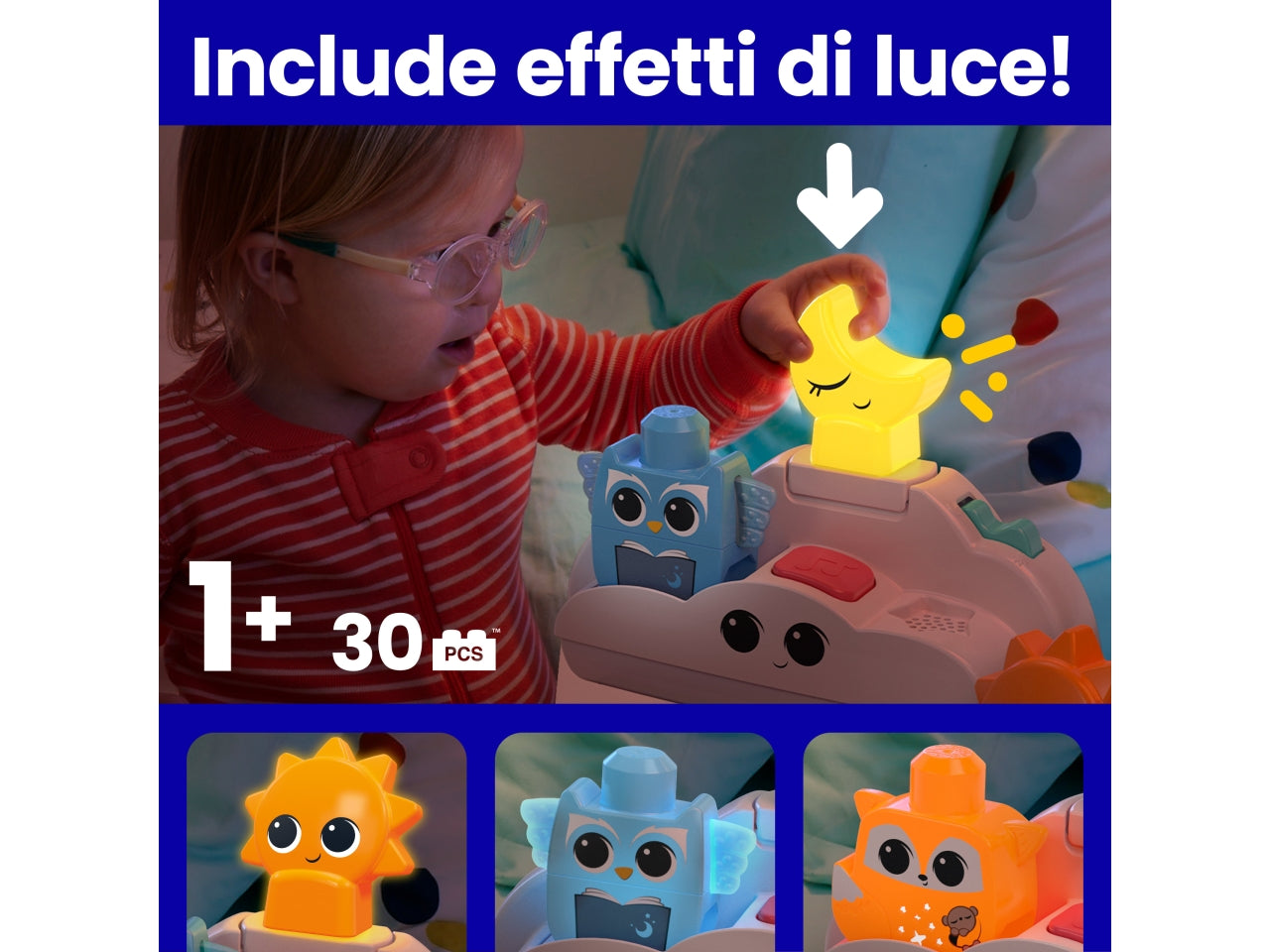 MEGA BLOKS Luce Notturna Rise & Snooze, set da costruire con 30 pezzi | Mattel