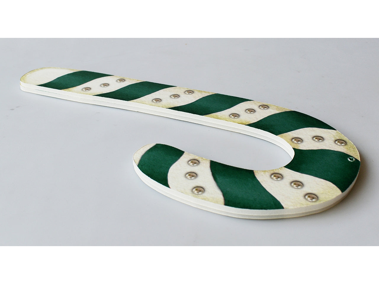 Decorazione di natale pearl stick a righe verdi e bianche emerald 18x40cm in becks 5mm - la confezione contiene 2 candy canes con foro da appendere