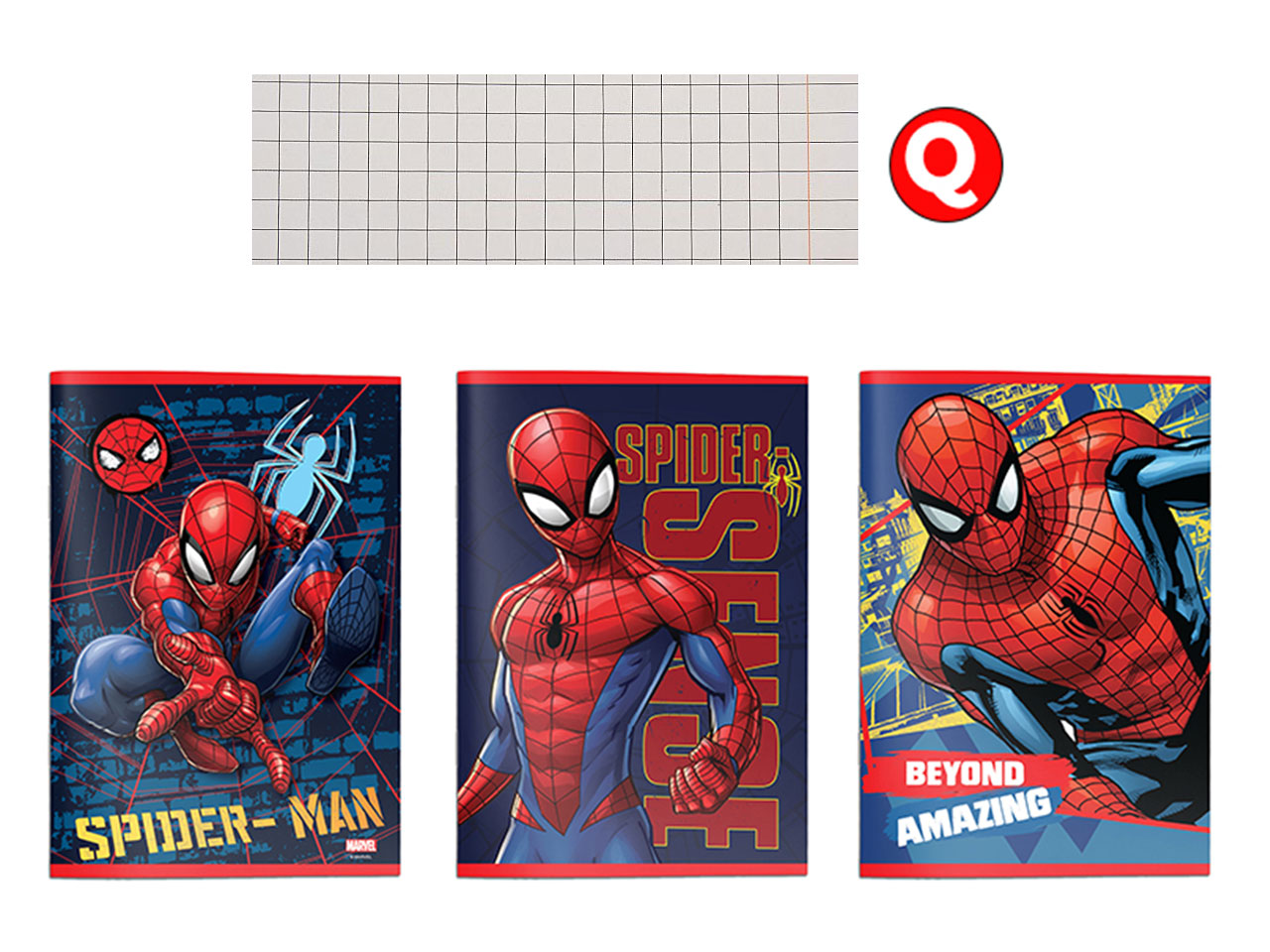 Quaderno maxi Spiderman, confezione da 12 quaderni multicolor, rigatura Q, 21x29,7 cm - Dimagraf
