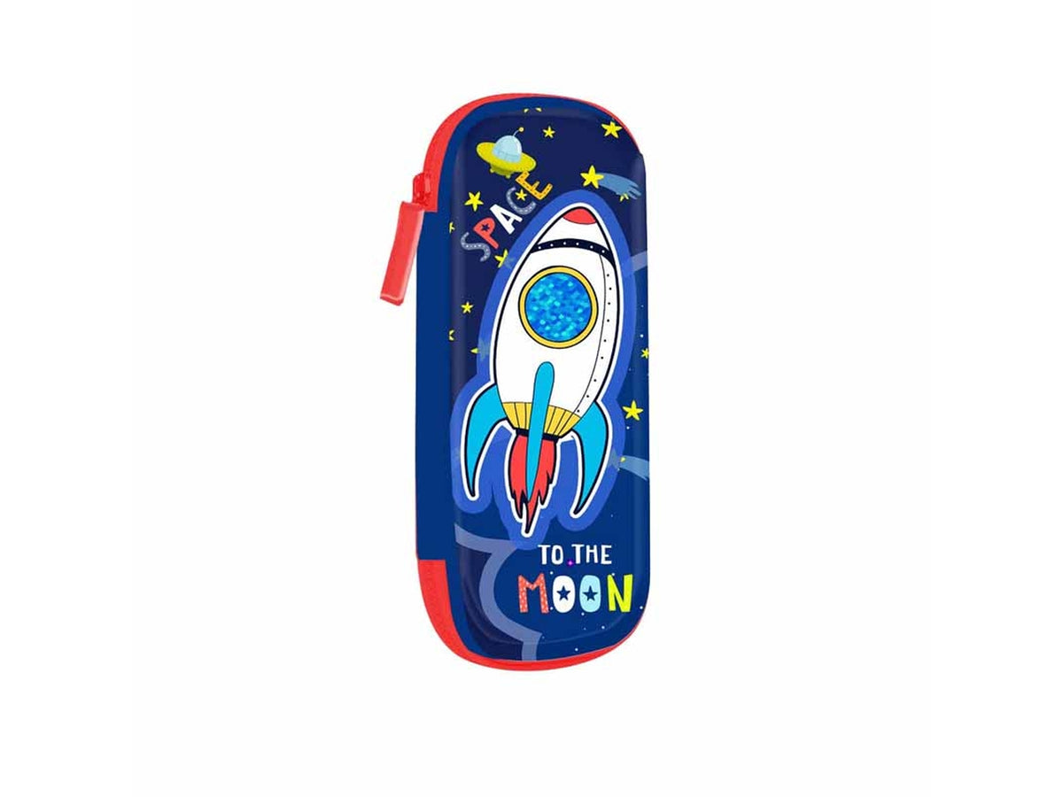 Astuccio scuola rigido blu in plastica soft touch space22x10,5x4,5 cm - Dimagraf