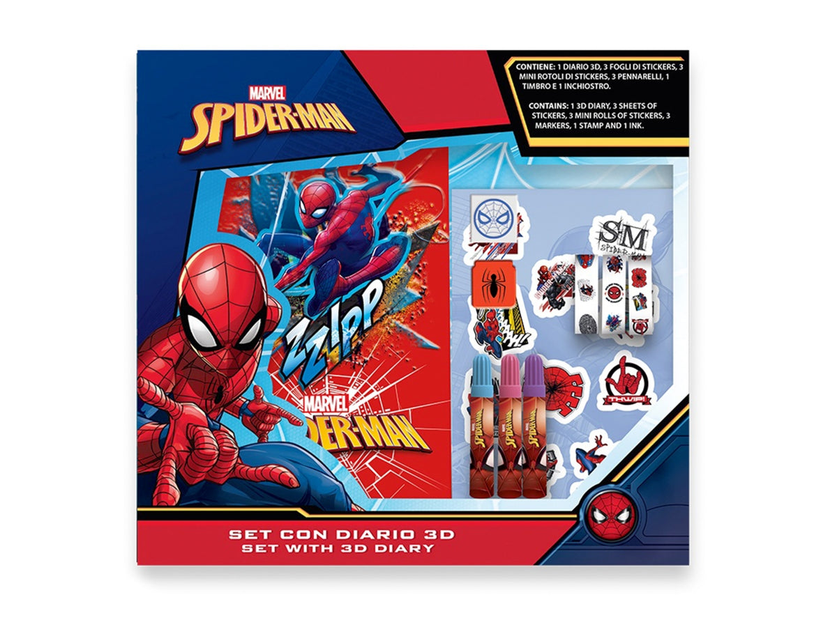 Agenda Spiderman spiralata multicolor con colori e accessori 12x18cm - MC Group