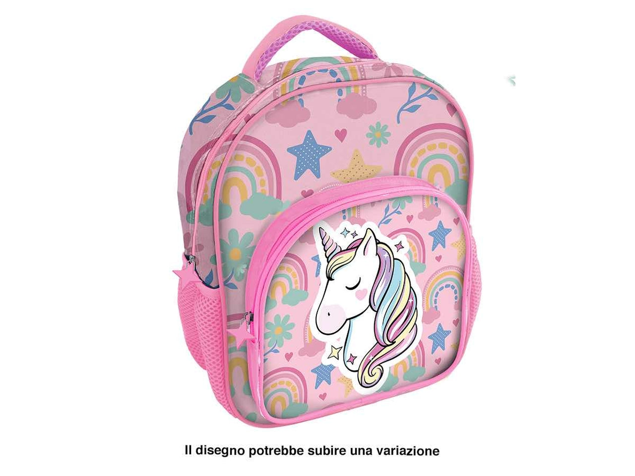Zaino asilo unicorno per bambina in tessuto rosa 24x30x10 cm - MC Group
