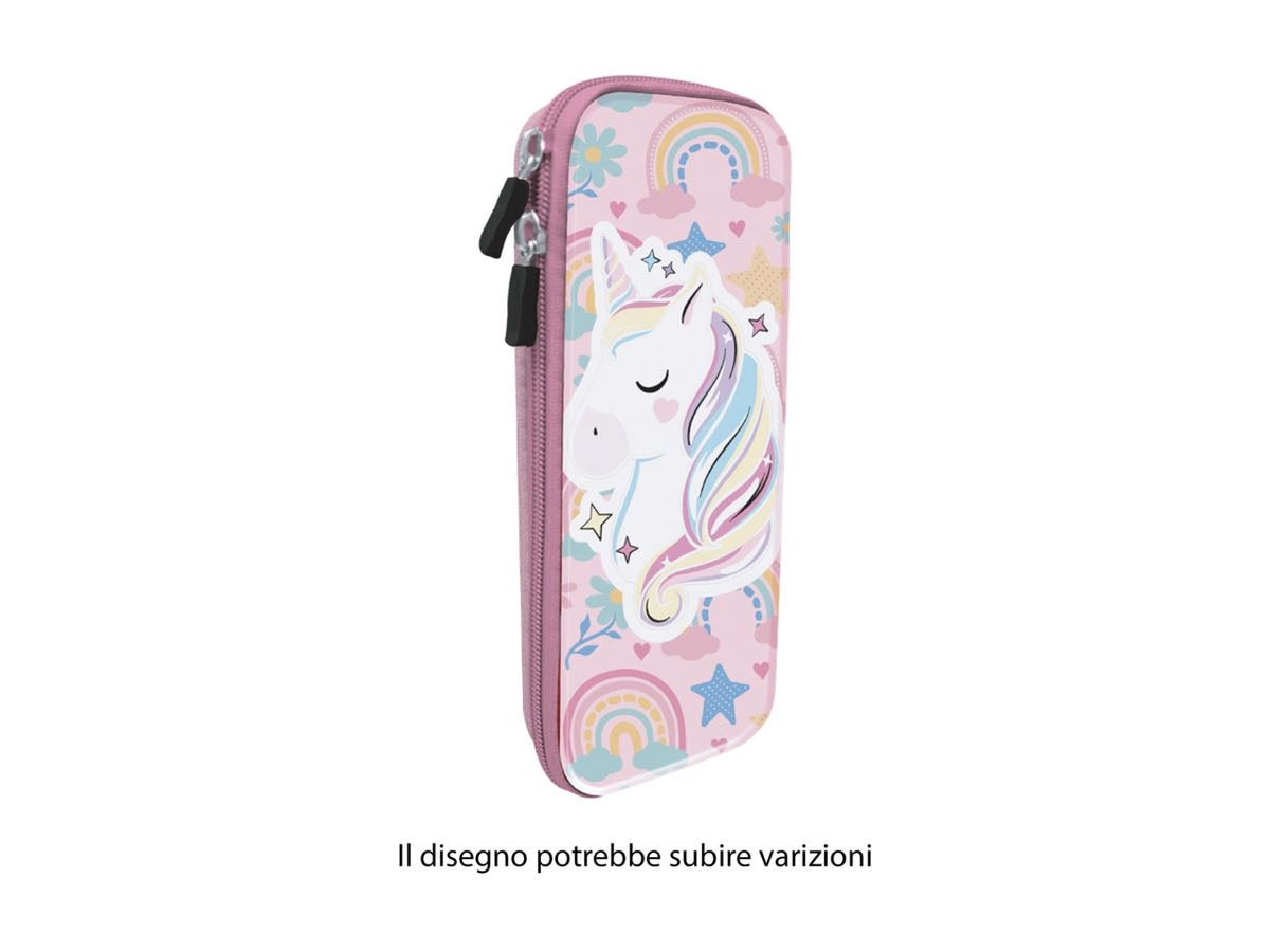 Astuccio ovale rigido Unicorno 3D per bambine ad 1 zip - Mc Group$
